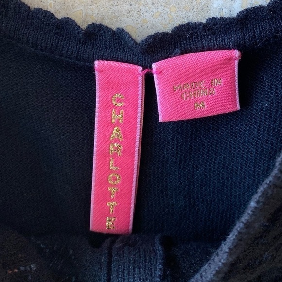 Charlotte Tarantola Black Knit Spaghetti Strap Dress w/ buttons and waist tie M - Picture 4 of 8